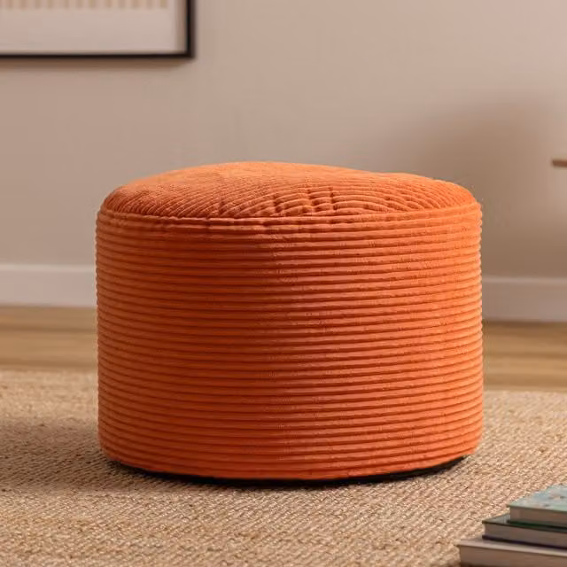 Icon Milano Jumbo Cord Round Footstool - Orange