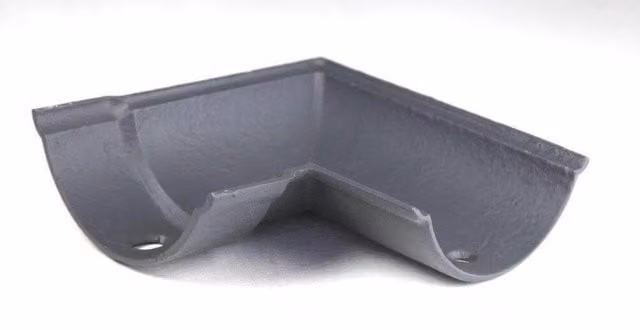 Hargreaves Premier Cast Iron Beaded Half Round Gutter Right Hand 90 Degree Angle, Grey, 125mm
