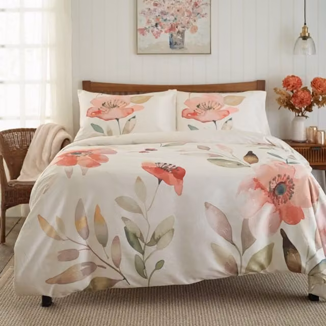 Deyongs Poppy Field Floral Cotton Duvet Set, Multicolour, 220 cm