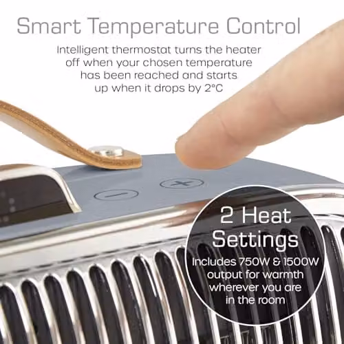 Swan 1.5kW Retro Ceramic Fan Heater with Thermostat, Timer and Remote Control, Grey – 3