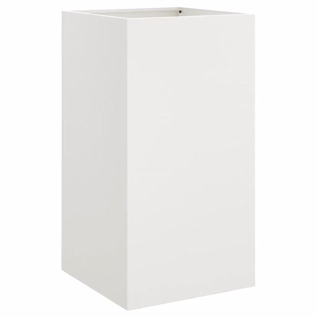 Berkfield Home Steel Planter Tub in White, W/D/H: 42 x 38 x 75 cm – 2