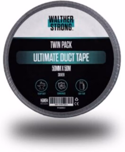 Walther Strong Silver Cloth Duct Tape Twin Pack, Width: 50 mm, Length: 50 m
