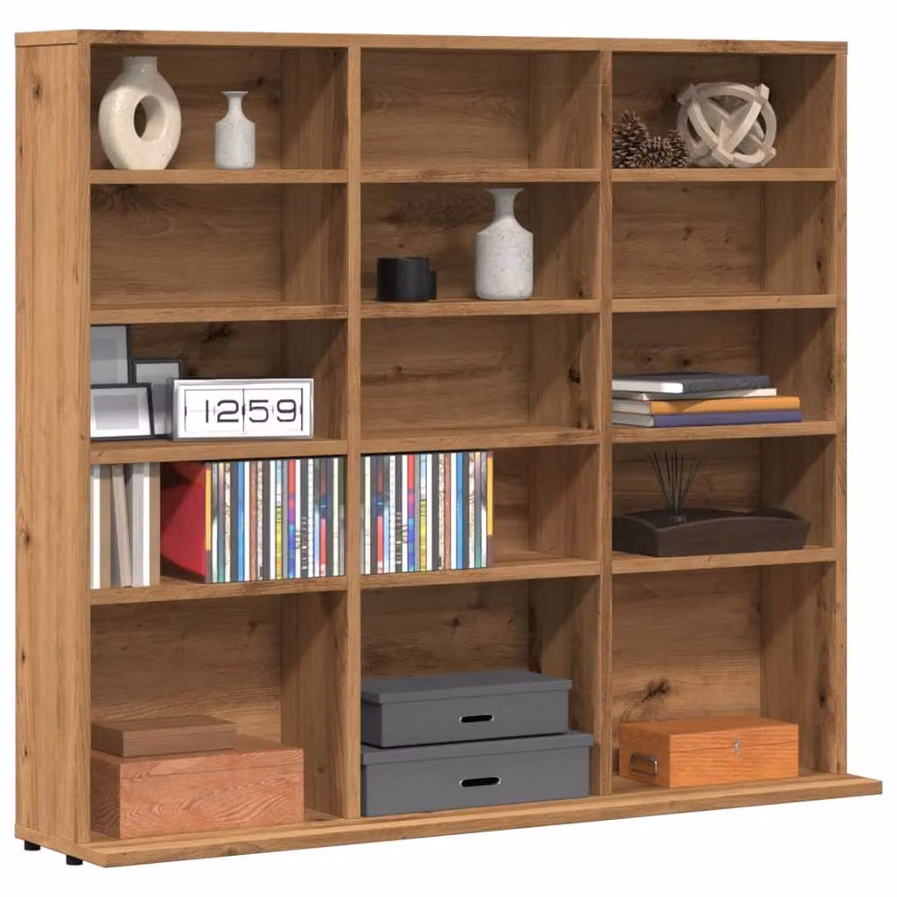 Berkfield Home Sturdy CD Cabinet in Artisan Oak Brown, W/D/H: 100 x 23 x 89.5 cm – 2