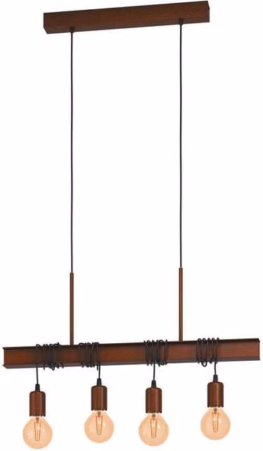 Loops Antique Brown E27 Vintage Suspended Ceiling Pendant Light