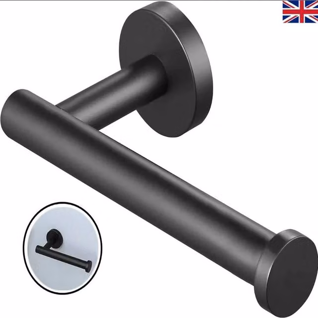 EONLION Black Stainless Steel Self-Adhesive Wall Mounted Roll Paper Holder – 1