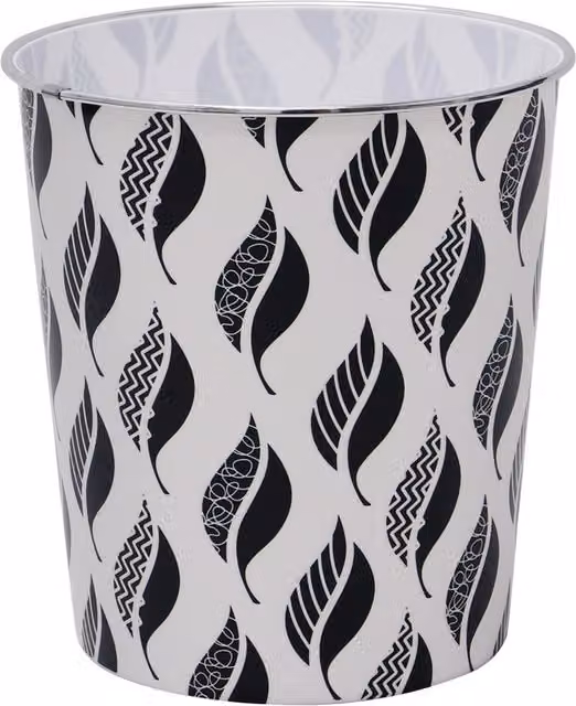 JVL Small Leaves Waste Paper Bin in Black, White and Silver, W: 24.5 cm, D: 26.5 cm – 3