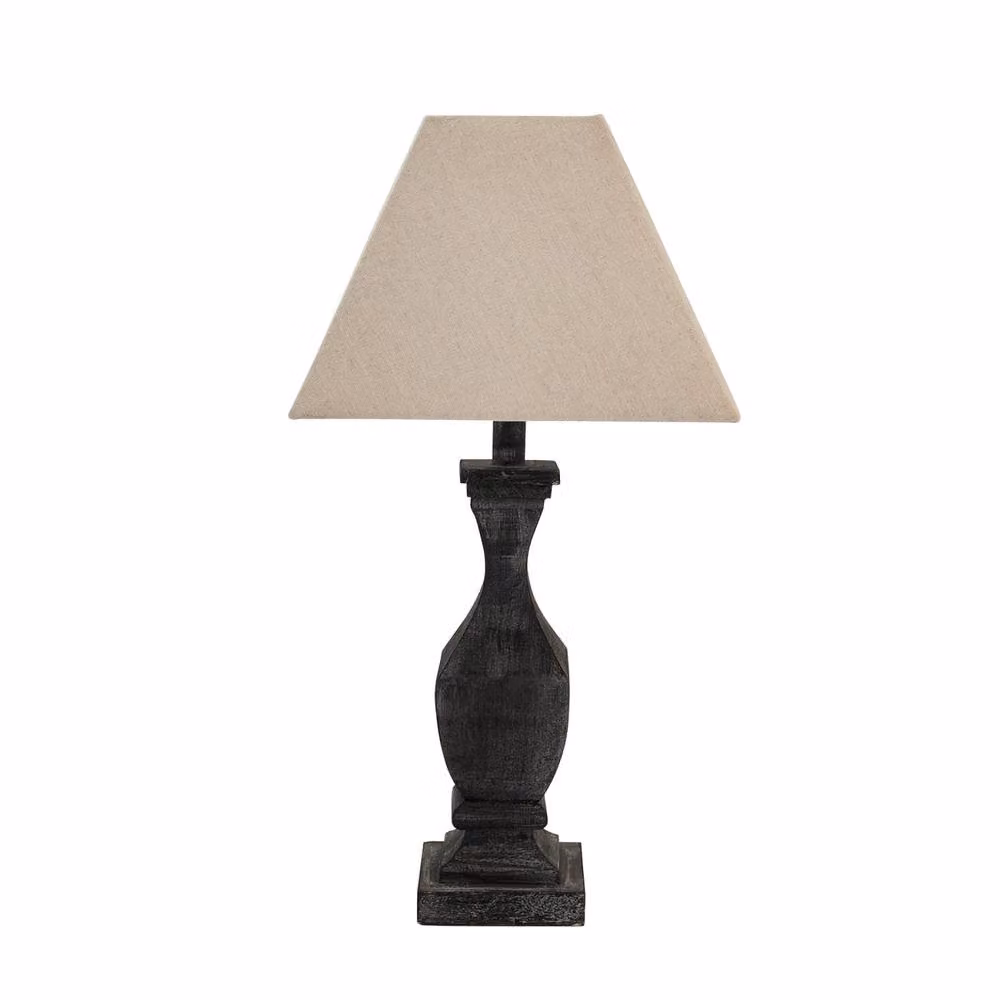 Wyld Haus Mossfern Grey Washed Fluted Wooden Table Lamp in Brown, Height: 30.48 cm – 2