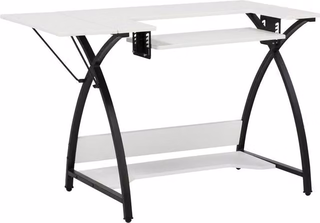 Sewing Online Modern Rectangular Drop Leaf Sewing Table in Black and White