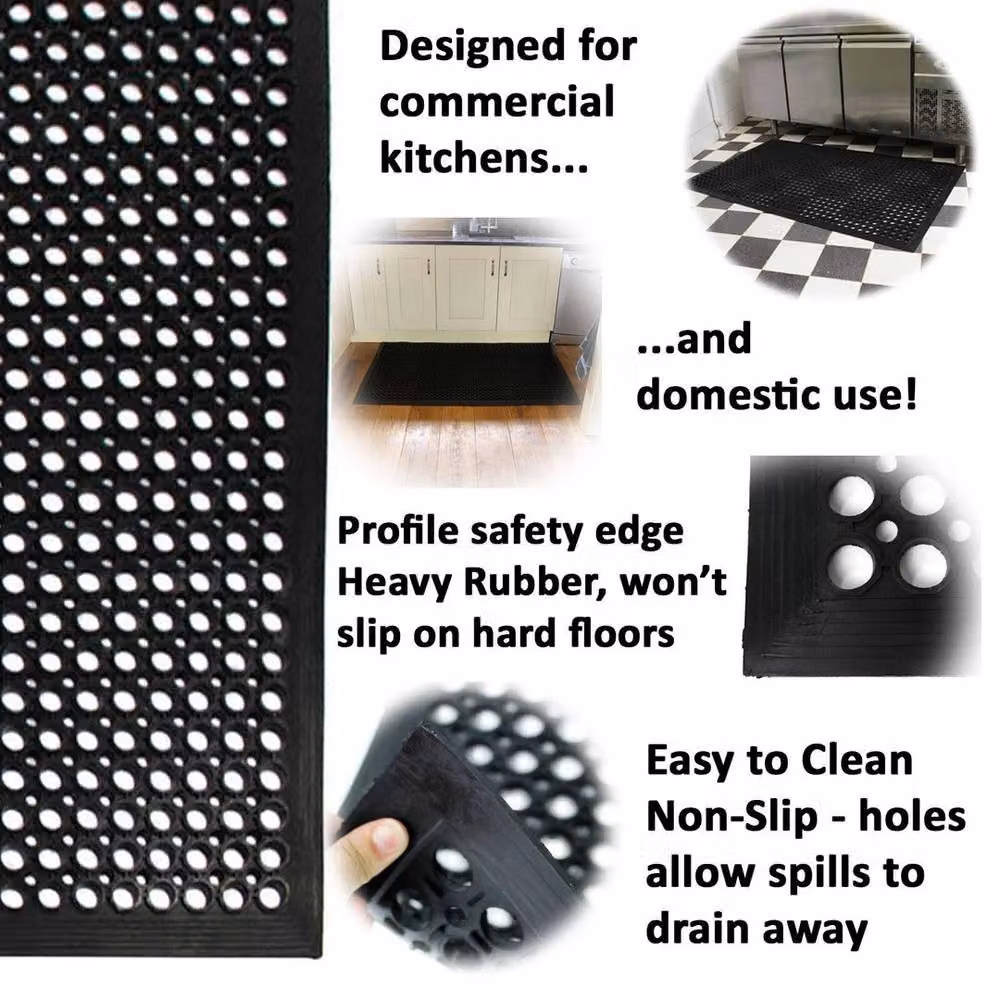 Kelvenix Heavy Duty Large Rubber Ring Mat in Black, Diameter: 100 cm – 2
