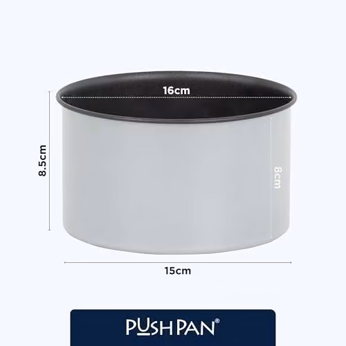 PushPan Set of 2 Non-Stick Round Carbon Steel Cake Tins in Grey and Blue, Diameter: 15 cm, Depth: 15.24 cm – 5