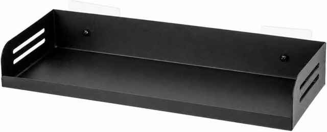 PAWNORA No Drill Wall Mount Metal Storage Shelf for Bathroom and Kitchen, Black