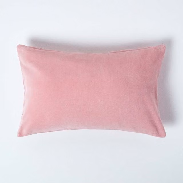 Homescapes Velvet Cushion Cover in Pink and Orange, 50 x 50 cm