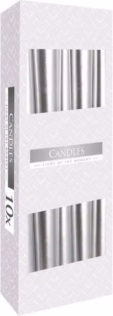 KDMD Silver Metallic Taper Candle