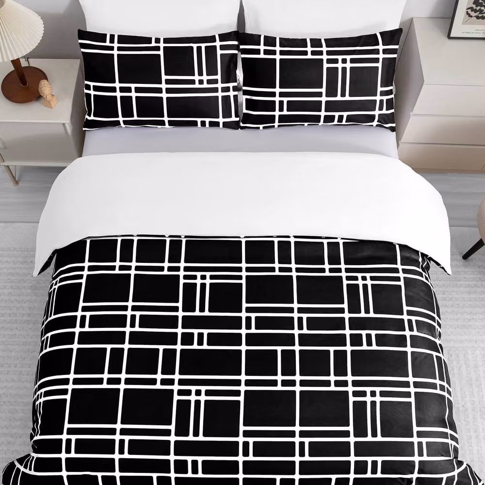 Pamposh Luxury Reversible Microfibre Duvet Cover Set in Black, W/D/H: 180 x 200 cm – 4