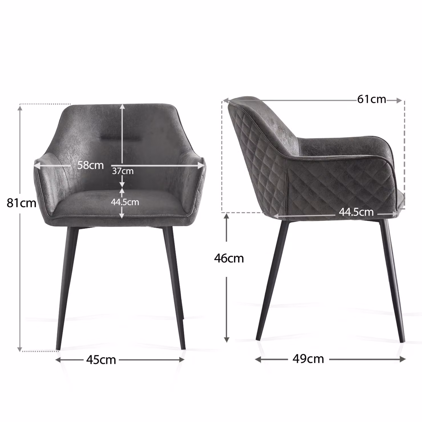 SONARA Modern Faux Suede Dining Armchairs, Set of 2, Grey – 2