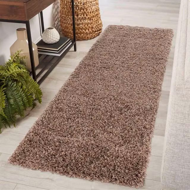 Desire Rugs Plain Fluffy Shaggy Area Rug, Dark Beige, W: 60 cm, L: 220 cm