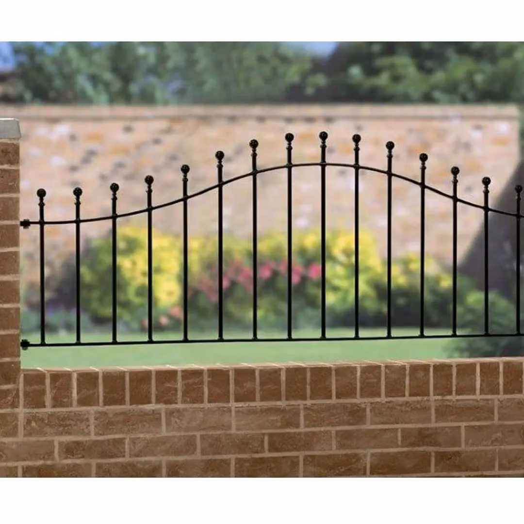 Burbage Iron Craft Manor Arched Railing Panel in Black Powder-Coated Galvanised Steel, W: 183.0 cm, H: 62.5 cm – 2