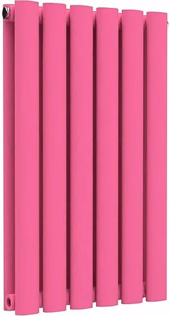 Lux Heat Oval Horizontal Double Steel Radiator, Barbie Pink, W: 60 cm, H: 36 cm