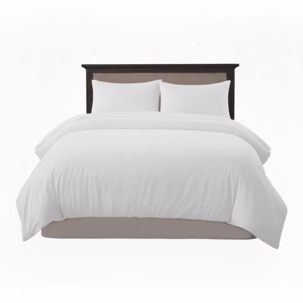 Snug City White Embossed Stripe Microfibre Duvet Cover and Pillowcase Set, Single, W: 90 cm, H: 200 cm – 2