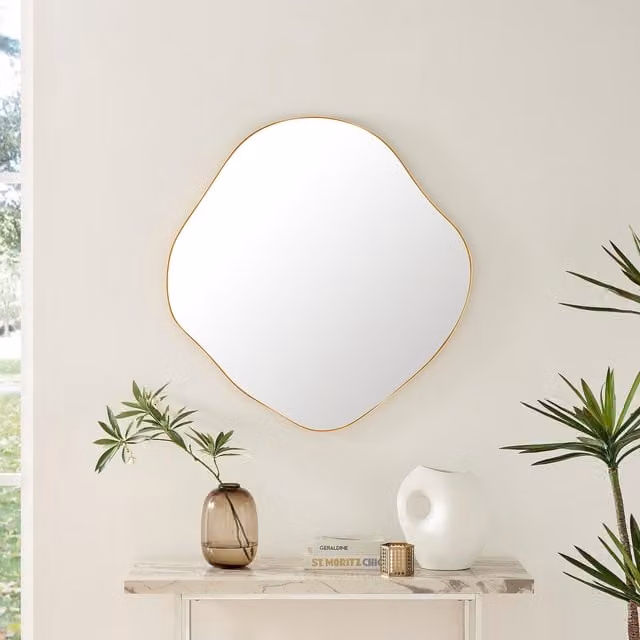 FurnitureboxUK Vita Irregular Pebble Wall Mirror with Black or Gold Metal Frame – 1