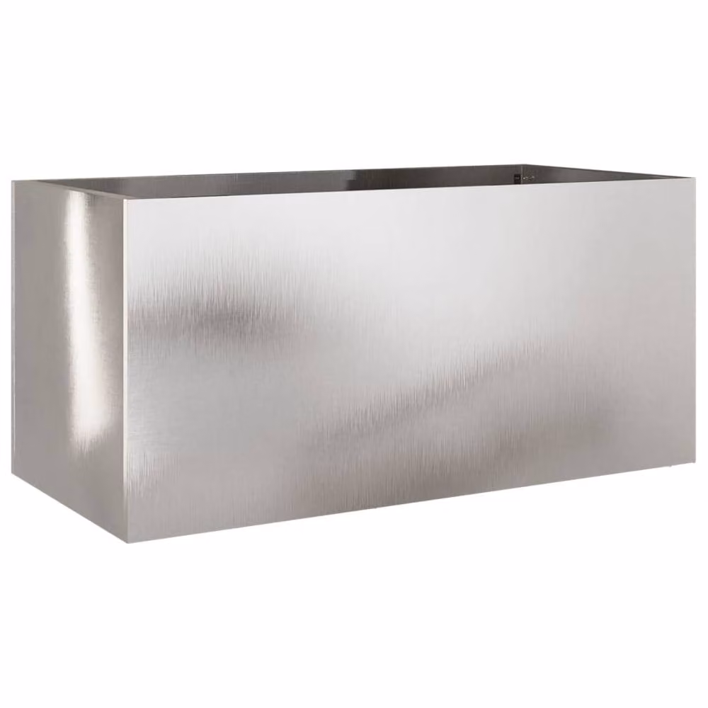 Berkfield Home Stainless Steel Silver Planter Tub W: 62 cm, D: 30 cm, H: 29 cm – 2