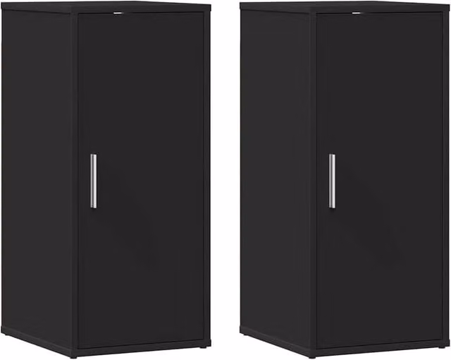 Berkfield Home Set of 2 Modern Black Wall Mounted Shoe Cabinets, W/D/H: 32 x 35 x 70 cm – 1