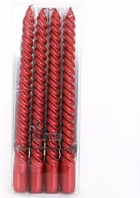 KDMK Set of 4 Red Twist Taper Candles
