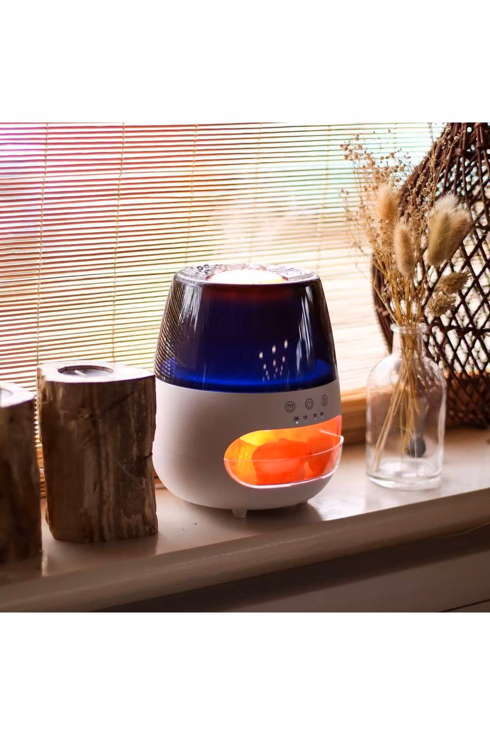 KDMD Salt Stone Flame Effect Aroma Diffuser with Colour Change and Timer in Black – 3