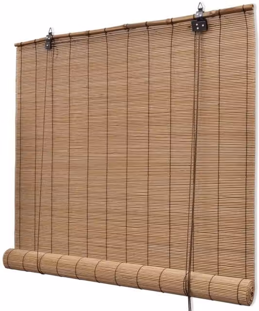 Berkfield Home Brown Bamboo Roller Blinds W: 120 cm, H: 160 cm