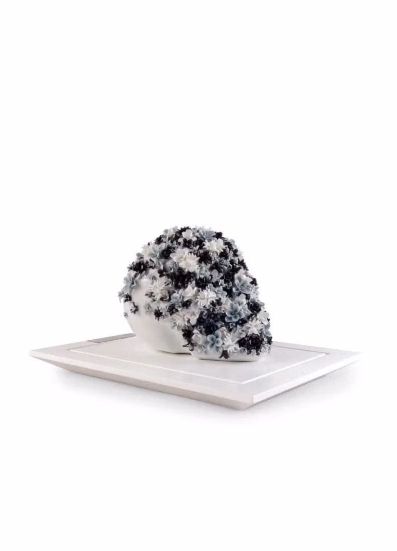 Lladró Life is Flower Limited Edition Abstract Porcelain Floral Sculpture in Black and White
