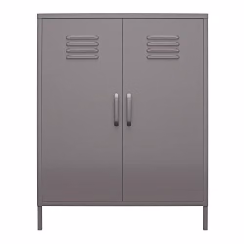 DHP Furniture Bradford Grey Metal 2 Door Storage Cabinet H 101.5 x W 80.0 x D 40.0 cm – 1