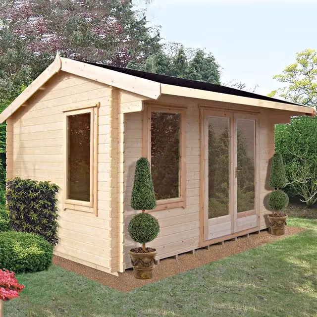 Shire Marlborough Rustic Pent Log Cabin in Untreated Beige Pine with Window