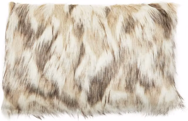 Orsina Bosie Lamina Natural Rectangular Faux Fur Cushion in White and Beige – 1