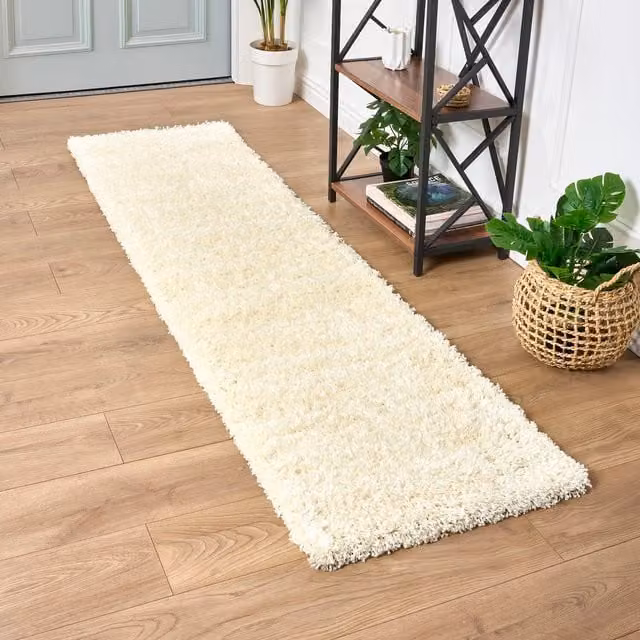 Bravich California Shaggy Rug in Beige and White, W: 230 cm, D: 60 cm