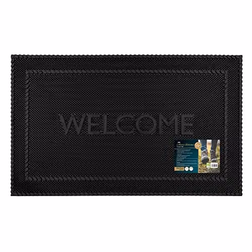 JVL Alvaro Welcome Rubber Pin Doormat, Black, W: 45 cm, D: 75 cm – 5