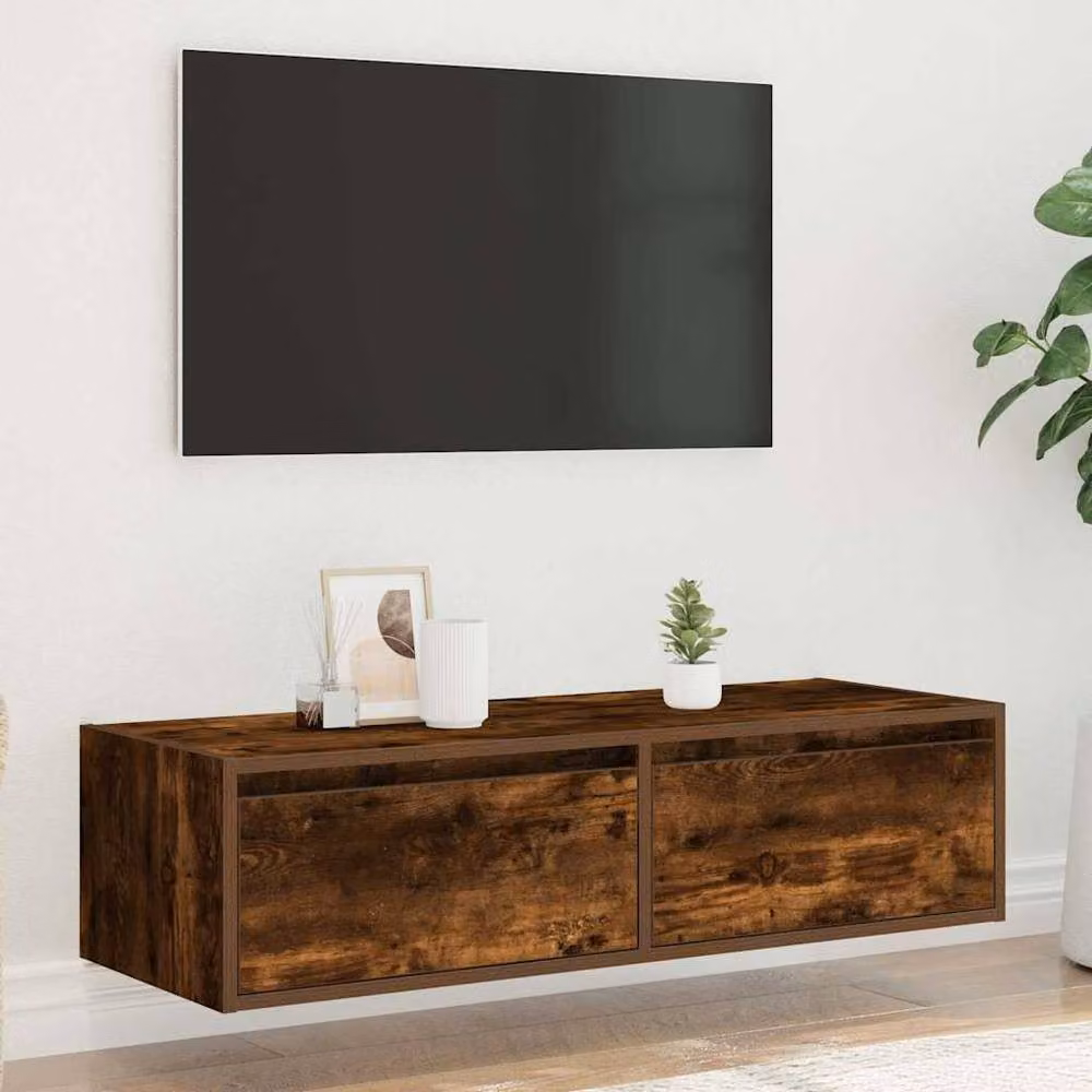 Berkfield Home Modern TV Cabinet with LED Lights in Smoked Oak Brown, W/D/H: 100 x 35.5 x 25 cm – 3