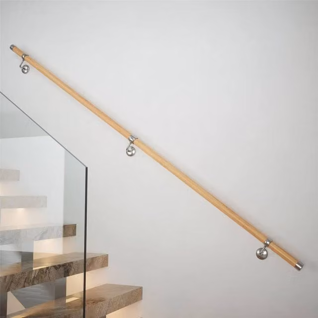 Woodworx Solid Oak Modern Indoor Stair Handrail Kit, Brown, Length: 240 cm