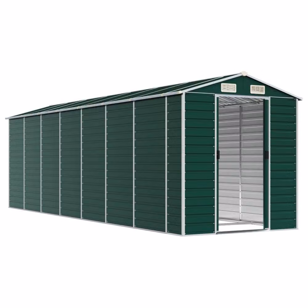 Berkfield Home Green Galvanised Steel Garden Shed W/D/H: 191 x 640 x 198 cm – 3