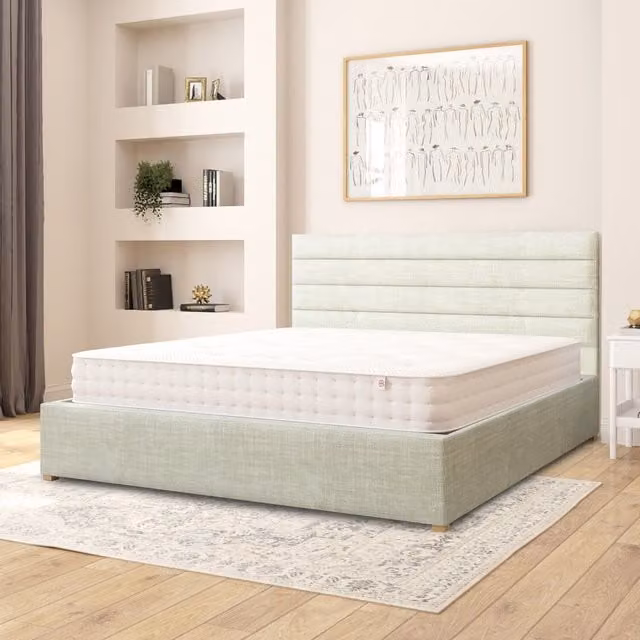 Aspire Kelly Upholstered Ottoman Storage Bed in Green, Superking, 200 x 200 cm