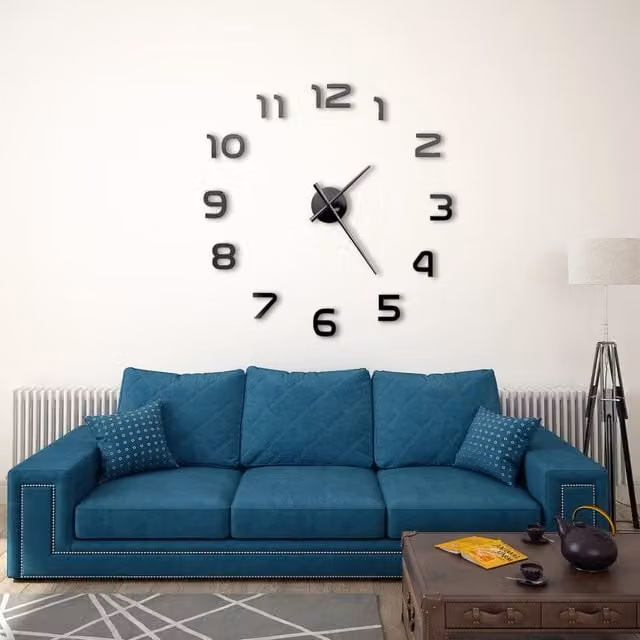 Berkfield Home Modern 3D Geometric Round Analog Wall Clock, Black, Diameter: 100 cm
