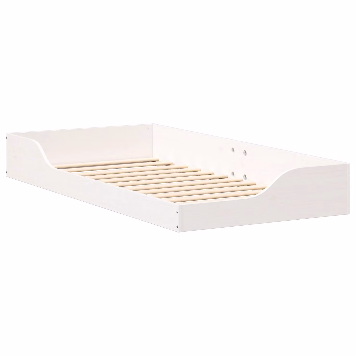 Berkfield Home White Solid Pine Wood Floor Bed Frame W/D/H: 90 x 190 cm – 2