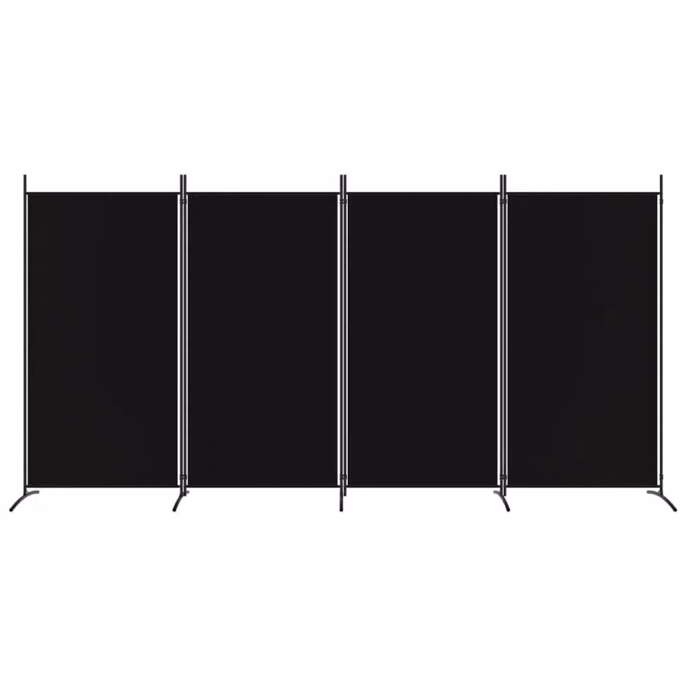 Berkfield Home 4-Panel Fabric Room Divider in Black, W/H: 346 x 180 cm – 3