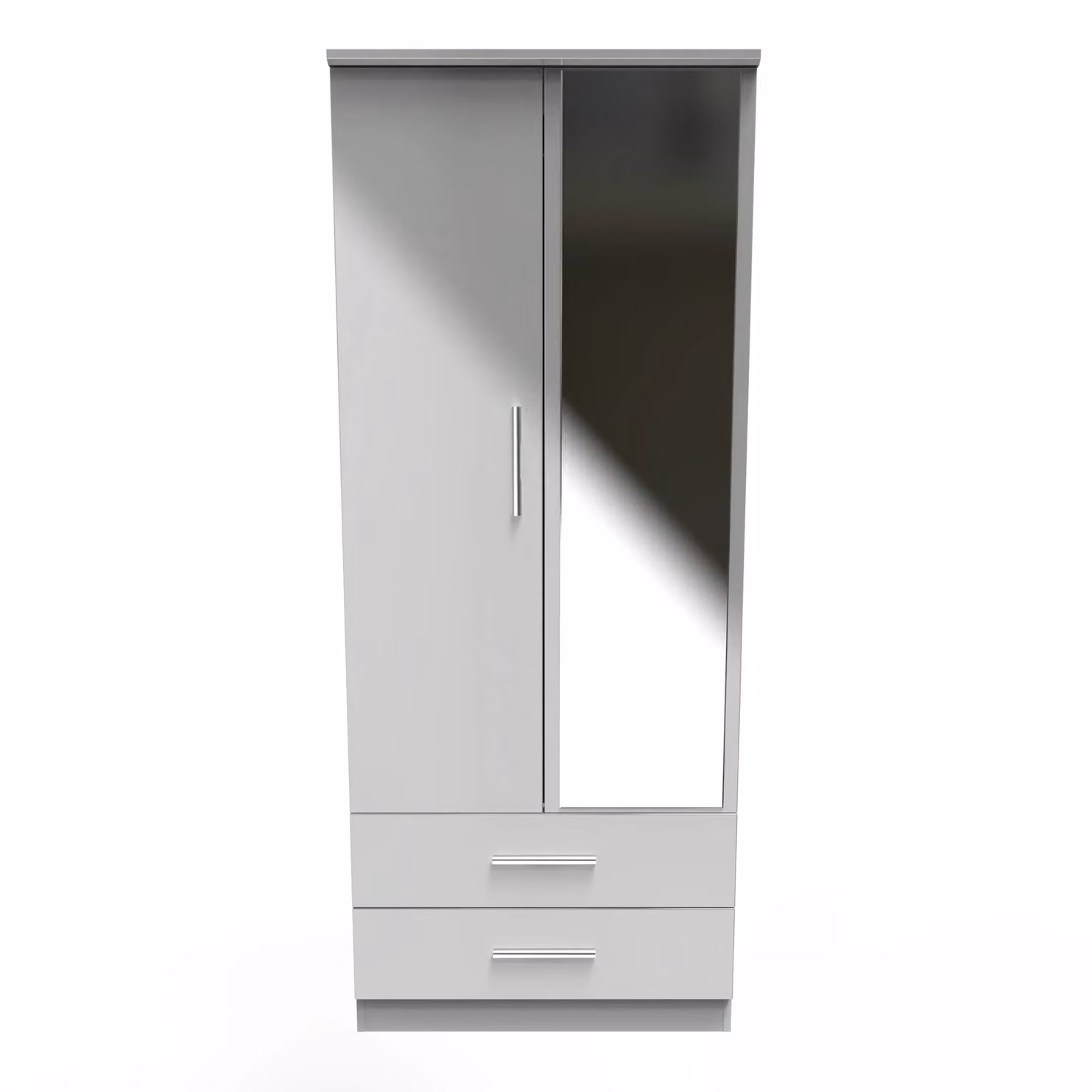 Ready Assembled 2 U Windsor Grey Mirrored 2 Door 2 Drawer Wardrobe – 2