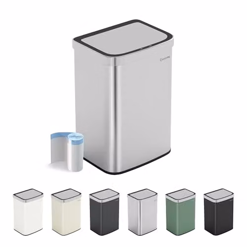 CozyLiving Automatic Motion Sensor Kitchen Bin with Soft Close Lid in Silver, 16L