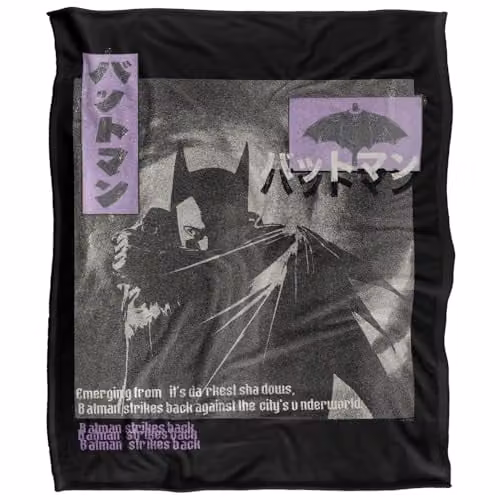 Warner Bros. Batman Kanji Darkest Shadows Super Soft Fleece Throw Blanket, W/D/H: 152 x 127 cm – 1