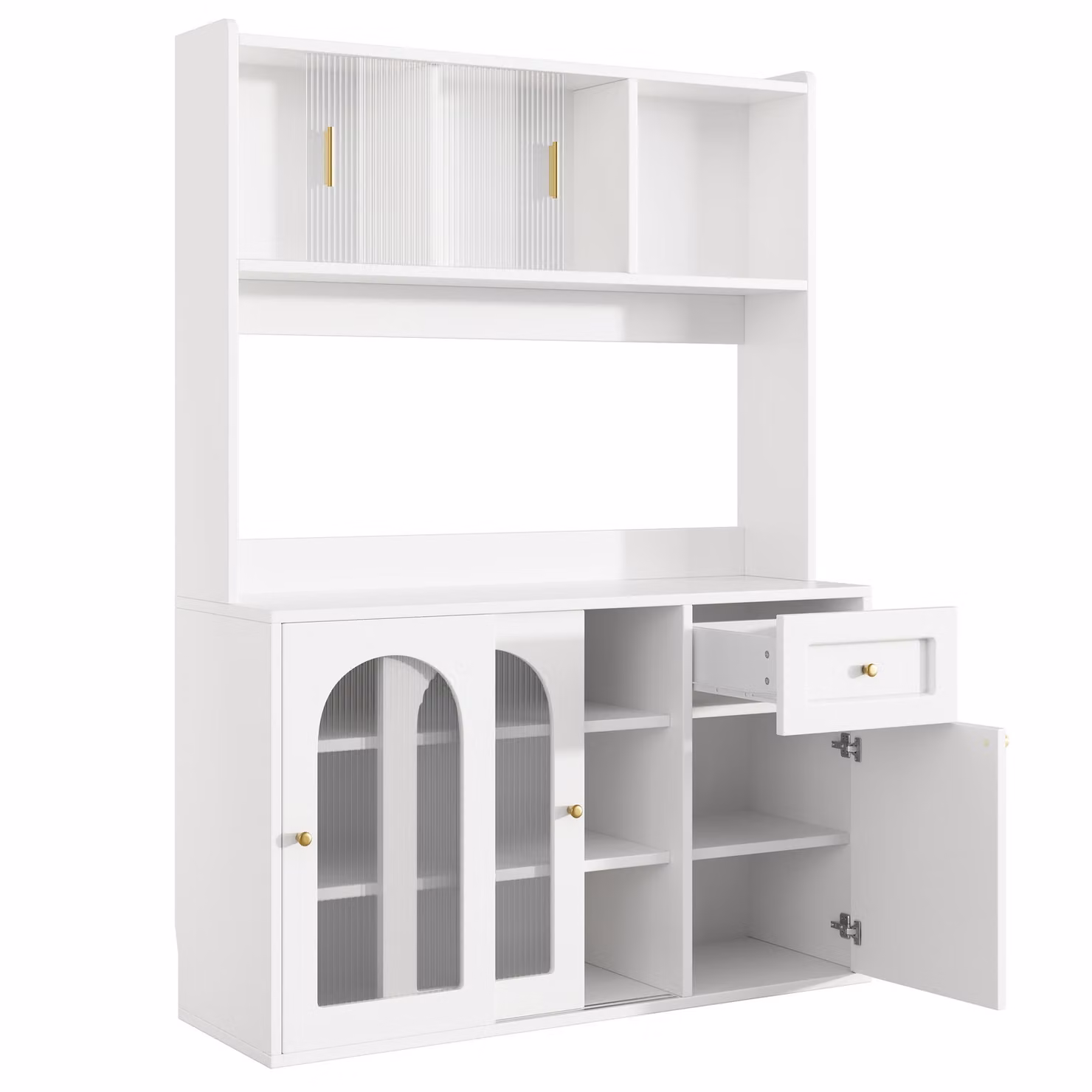 Aosom UK Modern Tall Kitchen Cabinet with App-Controlled LED and Music-Sync Lighting, White, W: 120 cm, D: 35 cm, H: 167 cm – 2