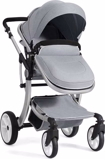 Costway 2-in-1 Convertible Kombi Baby Stroller Pushchair with Suspension and Foldable Design, Grey