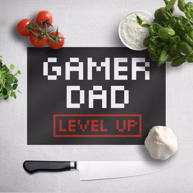 Zavvi Gamer Dad Multicolour and Black Rectangular Chopping Board