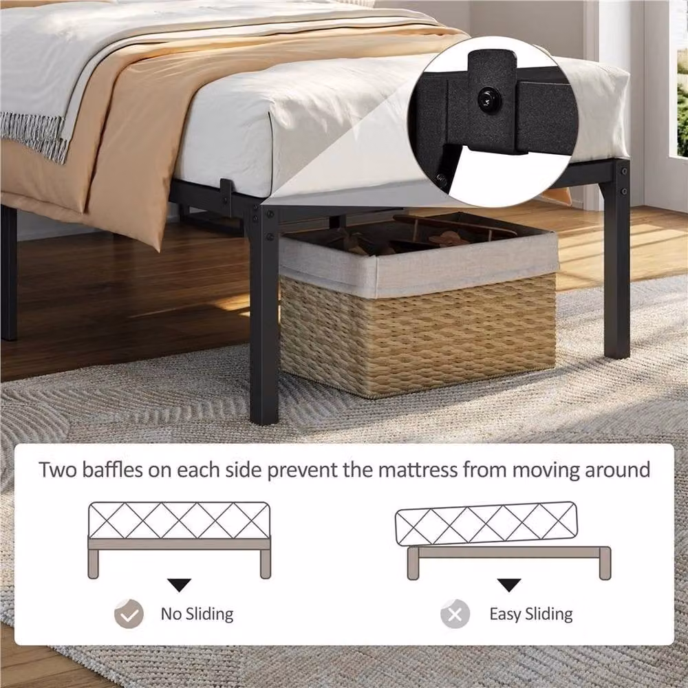 PAWNORA Metal Platform Bed Frame, Black, W/D/H: 90 x 190 x 41 cm – 5