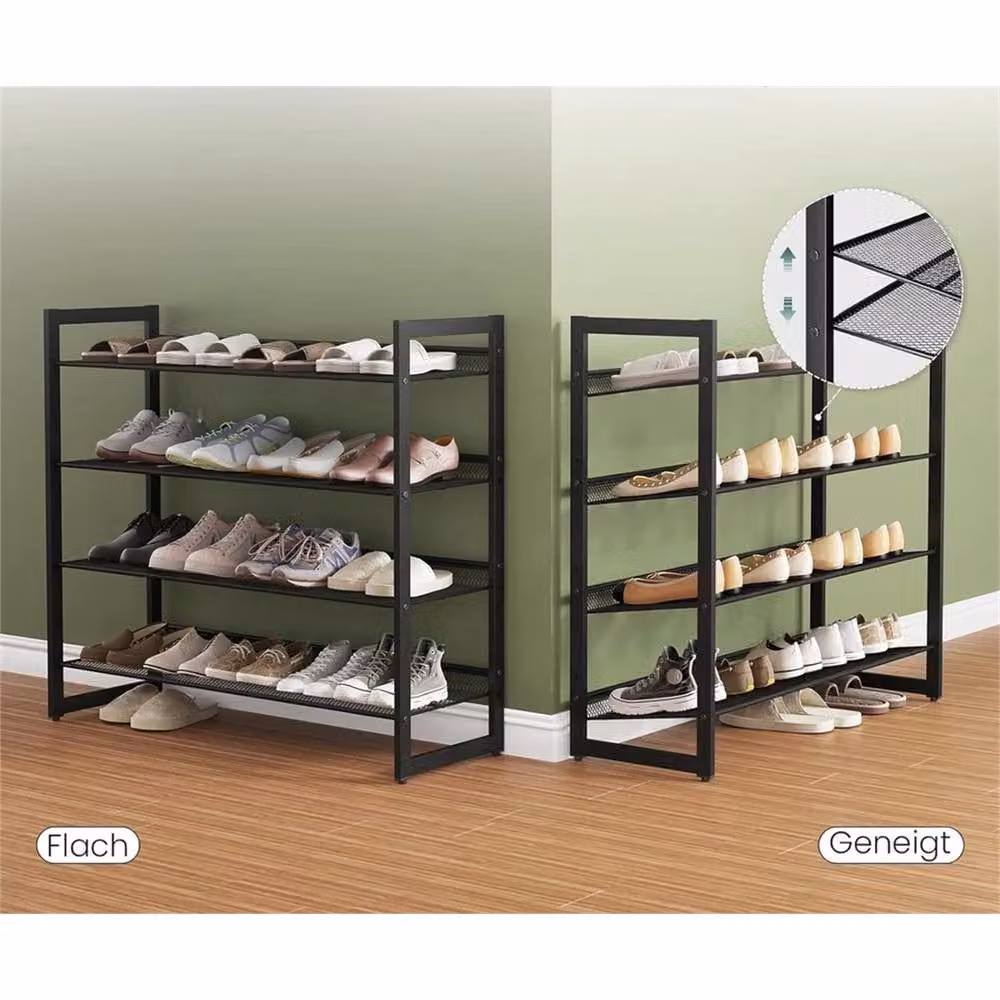 Nordara 4 Tier Stackable Metal Shoe Rack in Black, Width: 60 cm – 2